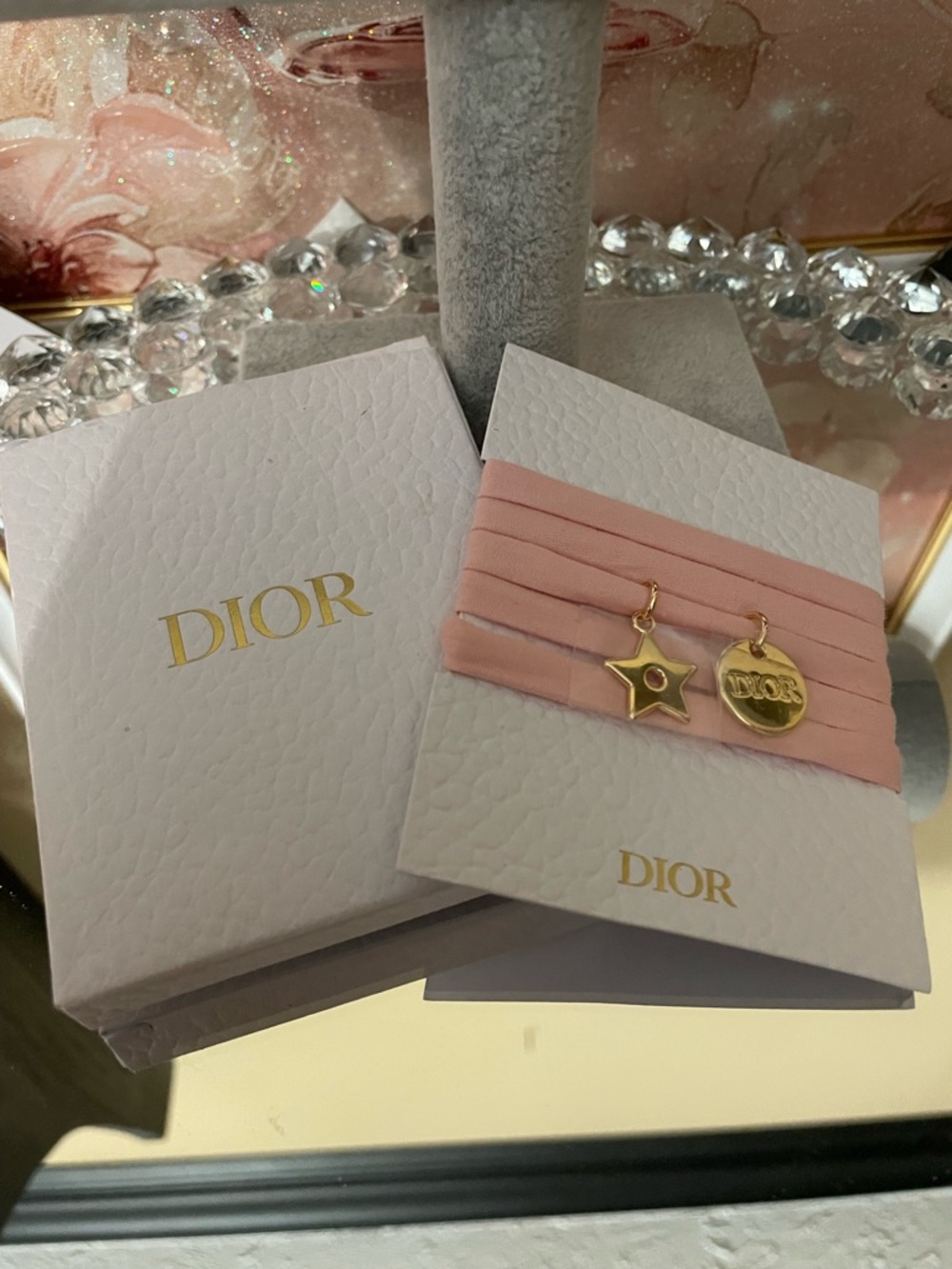 Dior Pink Wrap Bracelet /necklace with Gold Charms gwp - Picture 4 of 6